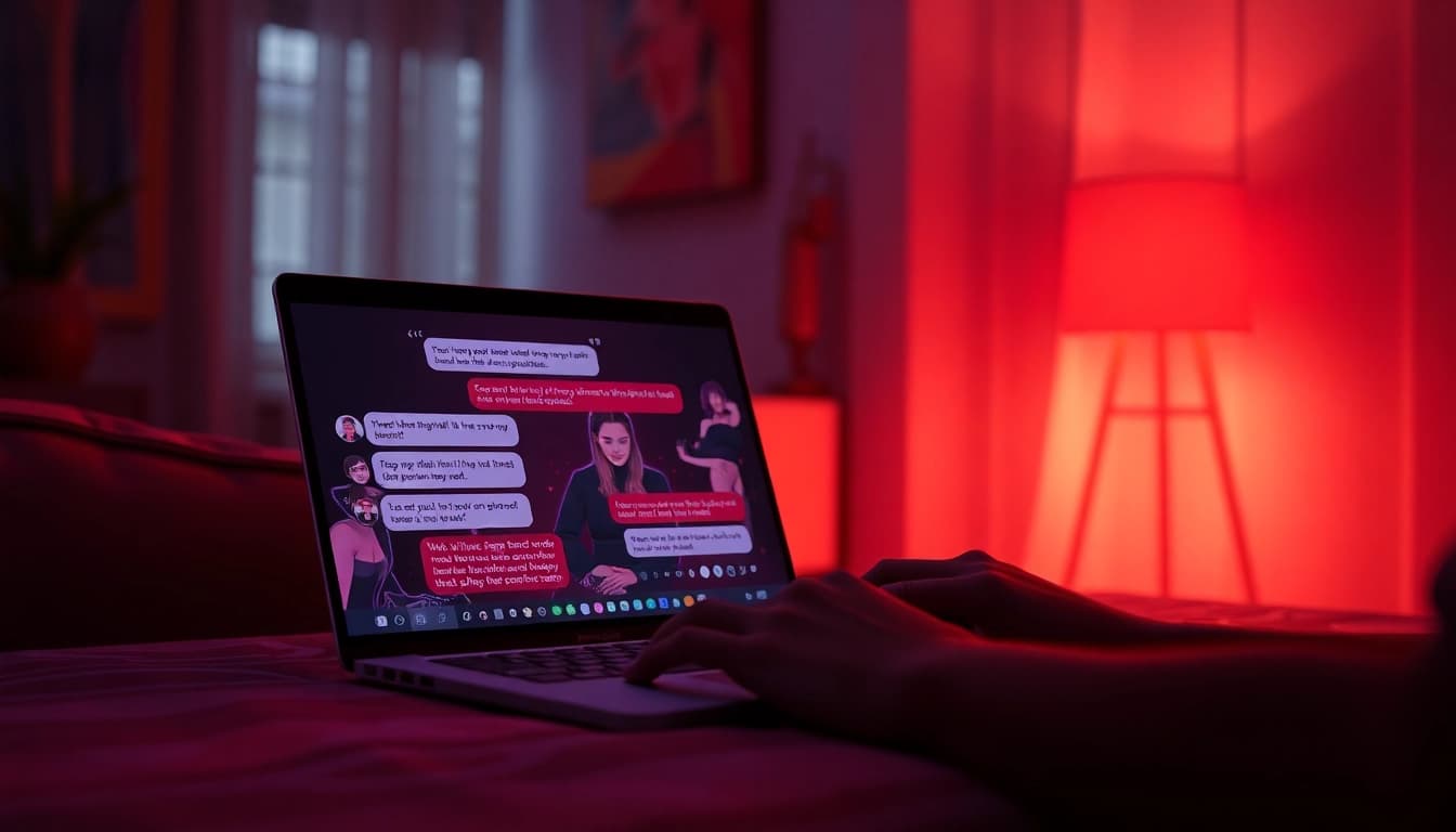 Engaging NSFW AI chatbot interaction in a cozy digital setting.