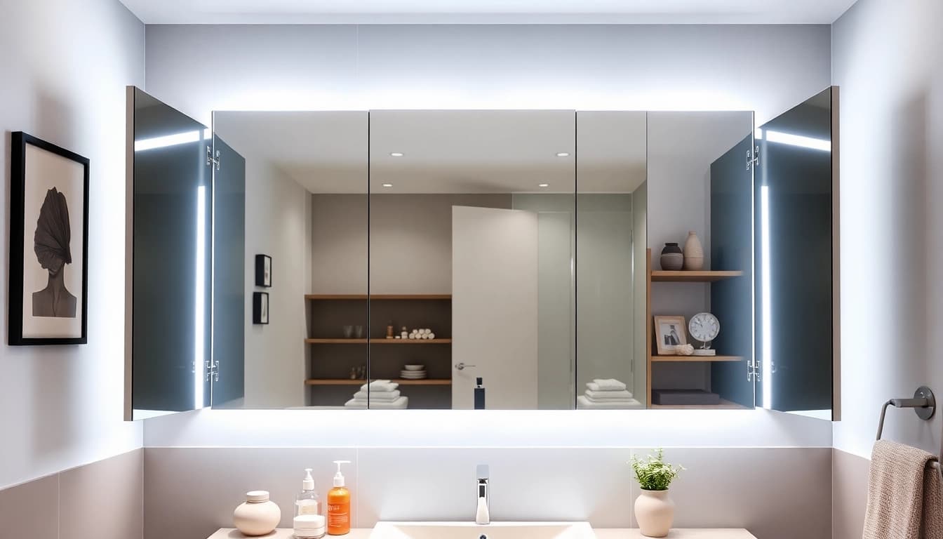 Entdecken Sie den spiegelschrank led mit modernem Design und integrierter Beleuchtung.