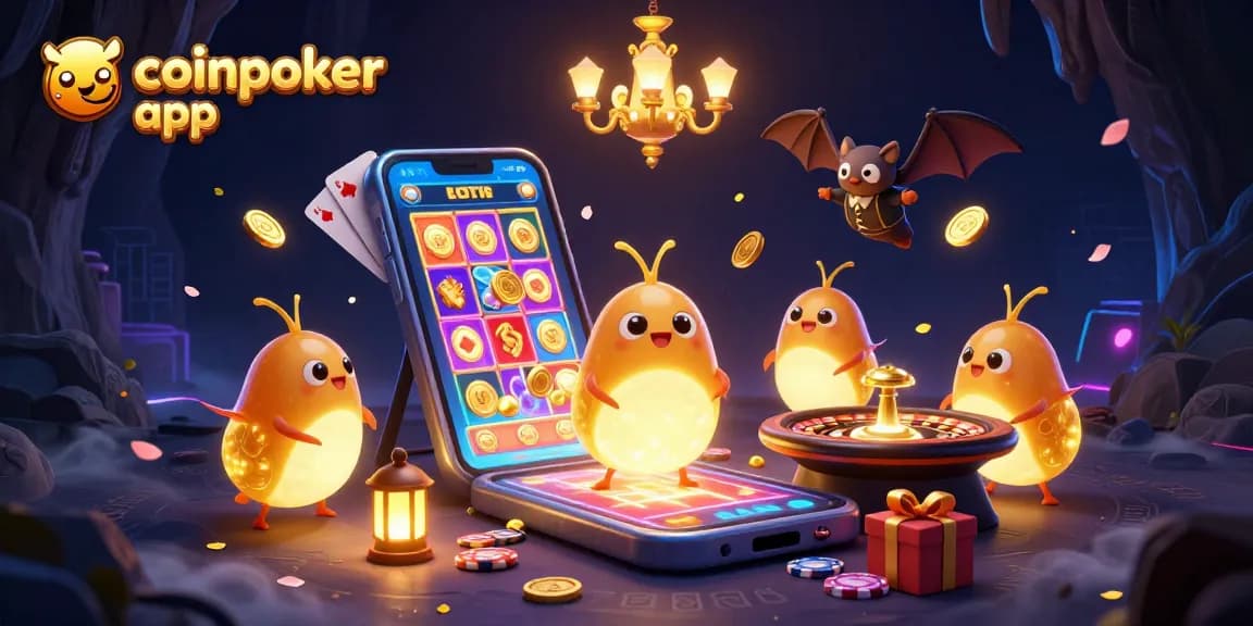Gioca al poker sulla CoinPoker app con un ambiente luminoso e ricco di giocattoli colorati.