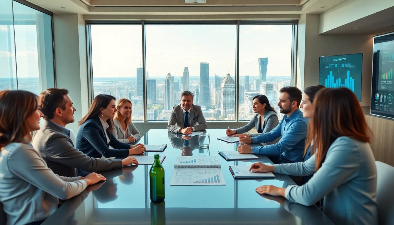 Highlighting growth strategy trends in a collaborative business meeting environment.