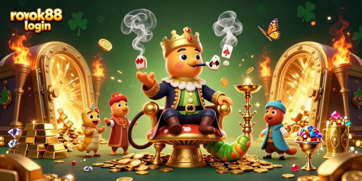 Experience the excitement of winning with ROKOK88 login in this vibrant casino-themed illustration.