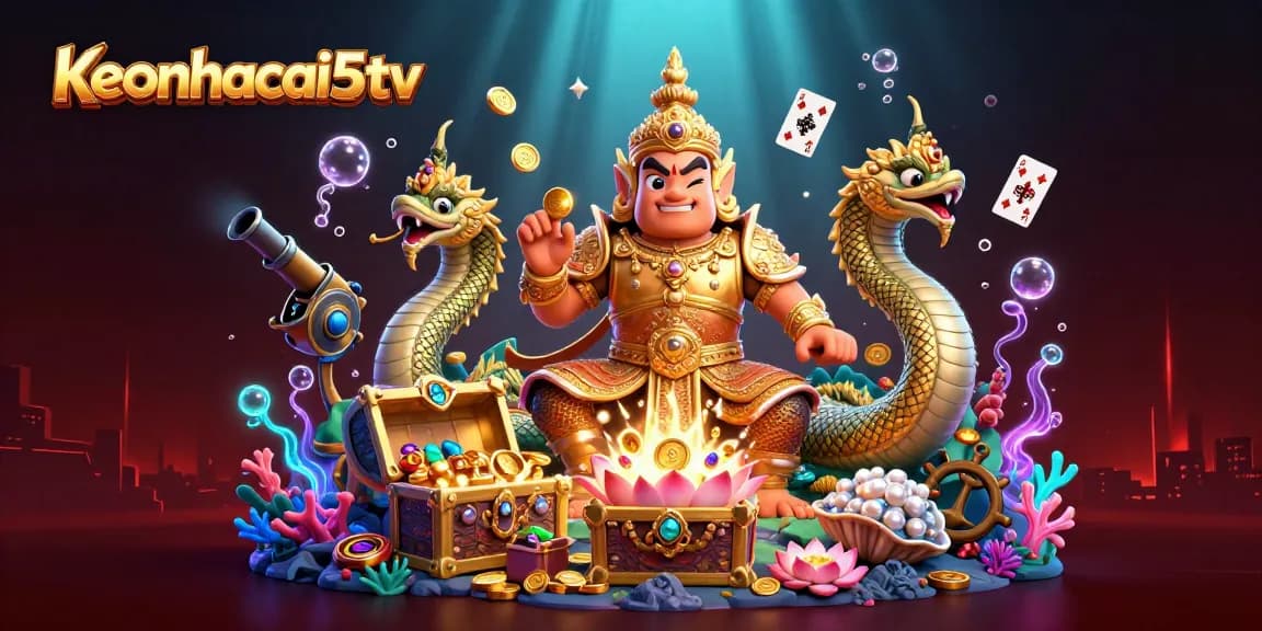 Engage in thrilling bets with keonhacai5tv's vibrant, dynamic casino illustration featuring underwater treasures.