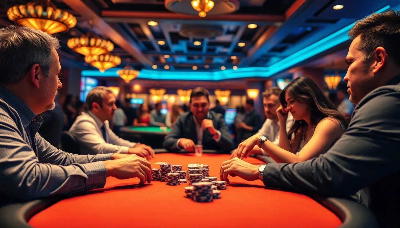 Permainan kasino dengan daftar interwin yang menarik di meja poker.