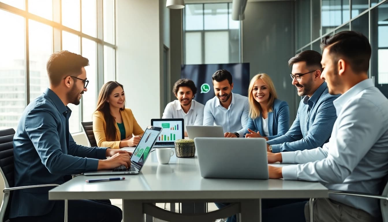 Engaged business team optimizing customer interactions with WhatsApp Business CRM integration.