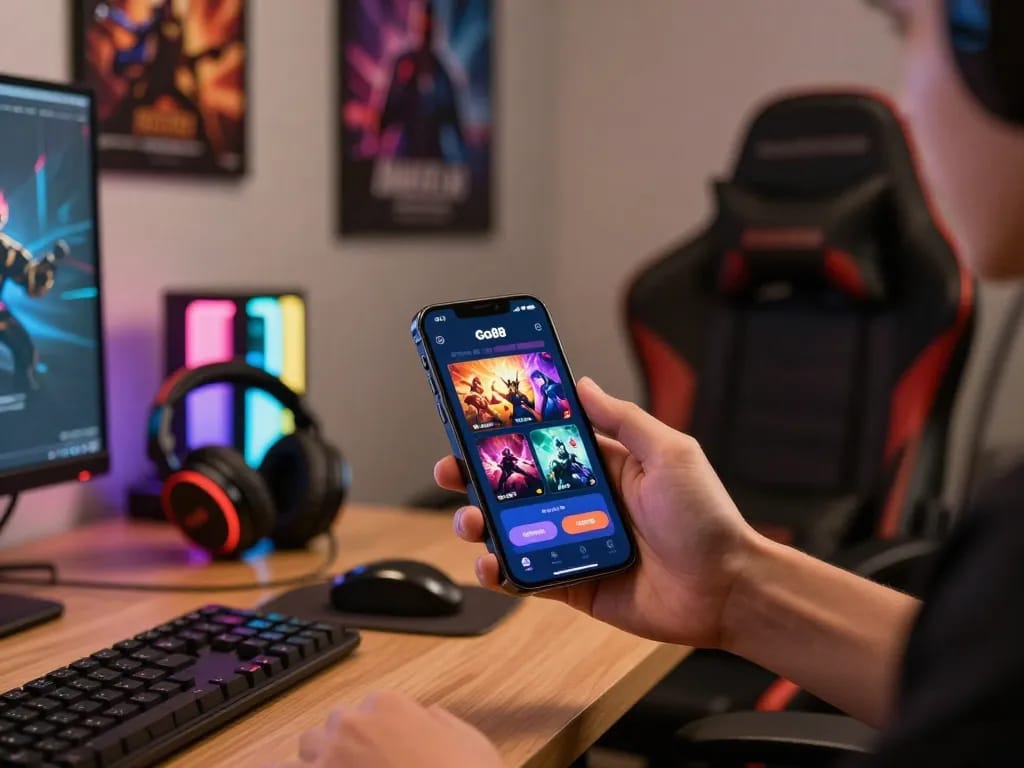 Tải Go88 app on smartphone for engaging online gaming experience with colorful graphics.
