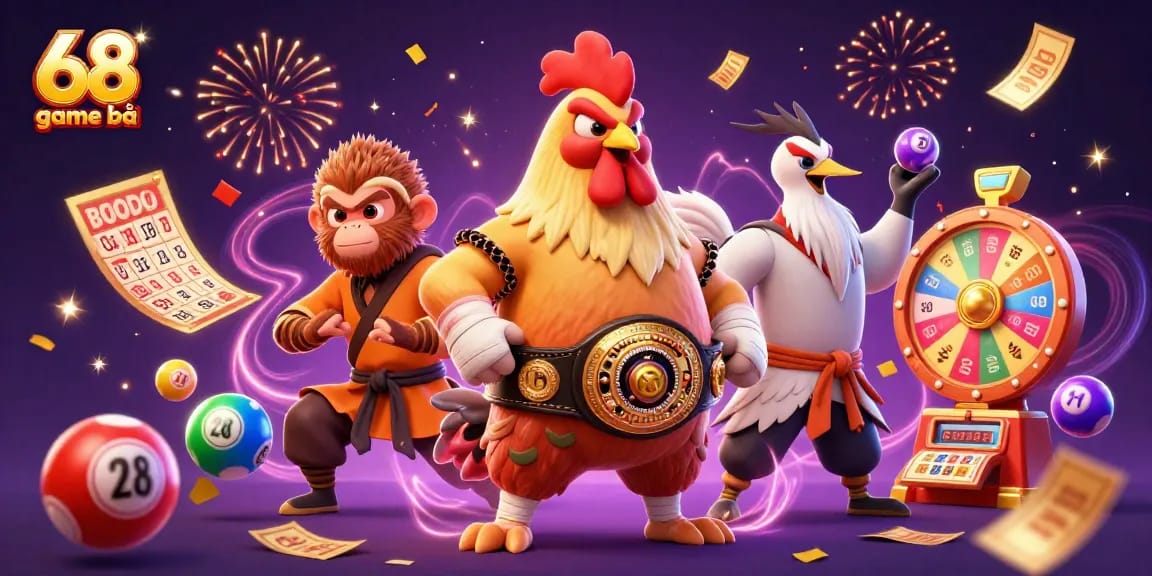 Engage in thrilling games with 68 game bài, featuring rich casino elements and vibrant characters.