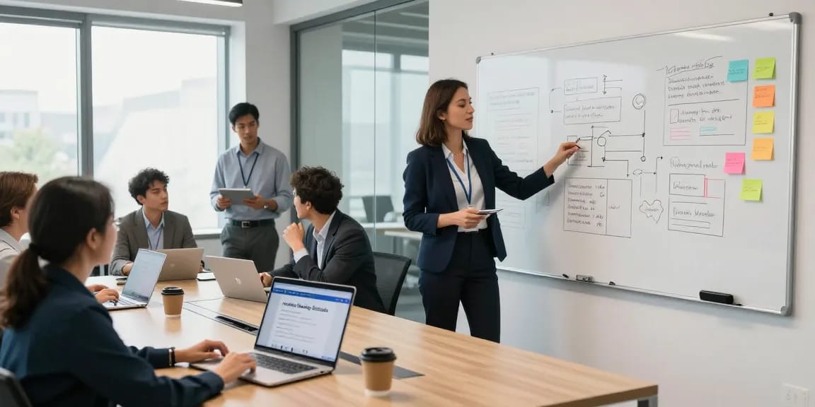 Equipo dinámico en oficina colaborativa trabajando en estrategias de reseller hosting ilimitado.