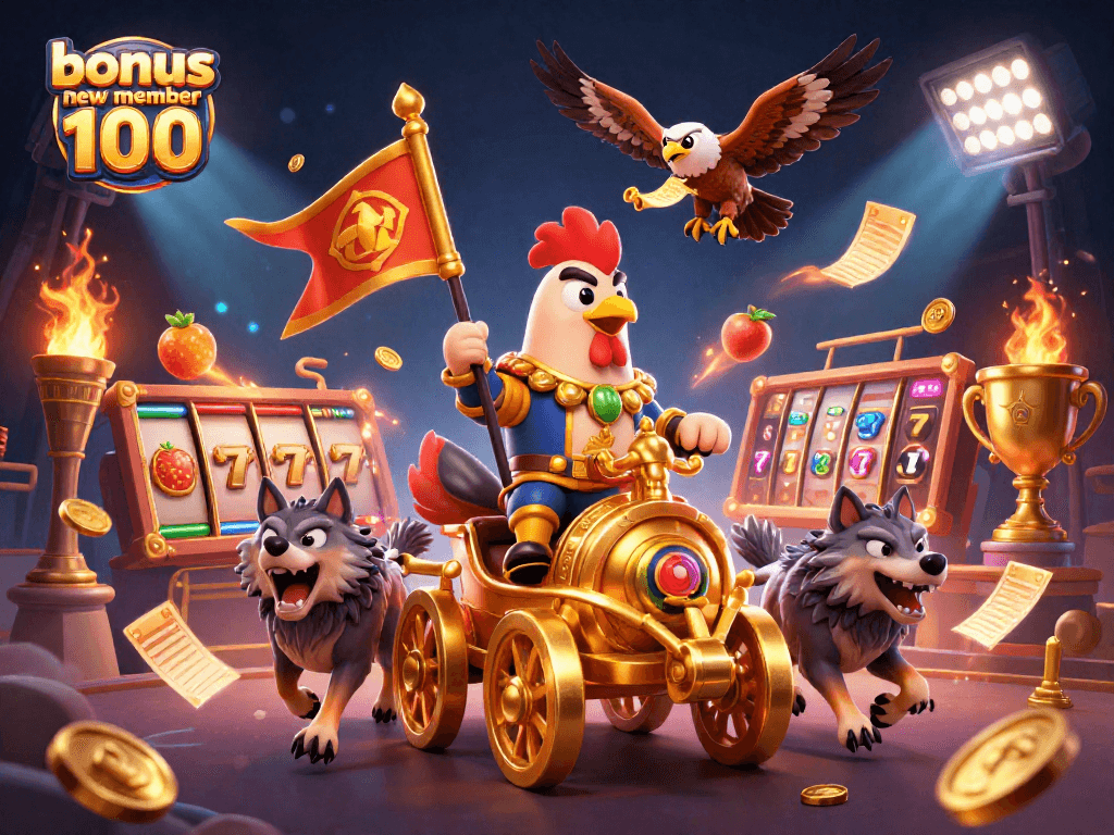 Engage with the excitement of slot gaming featuring bonus new member 100 and vibrant winning symbols.