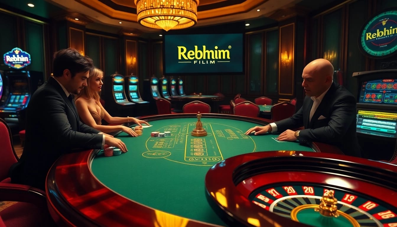 Engaging casino players experiencing thrills while watching Rebahin film streaming on their devices.