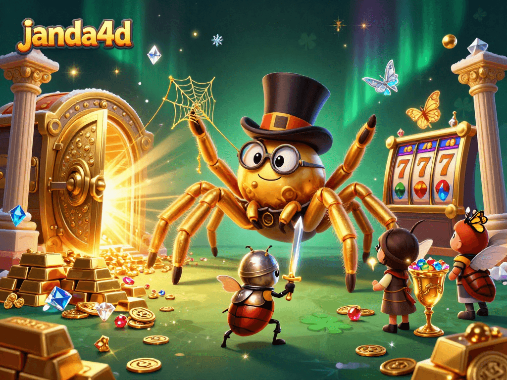 game janda4d dengan karakter 3D menarik dan elemen kasino yang penuh dengan keberuntungan dan harta