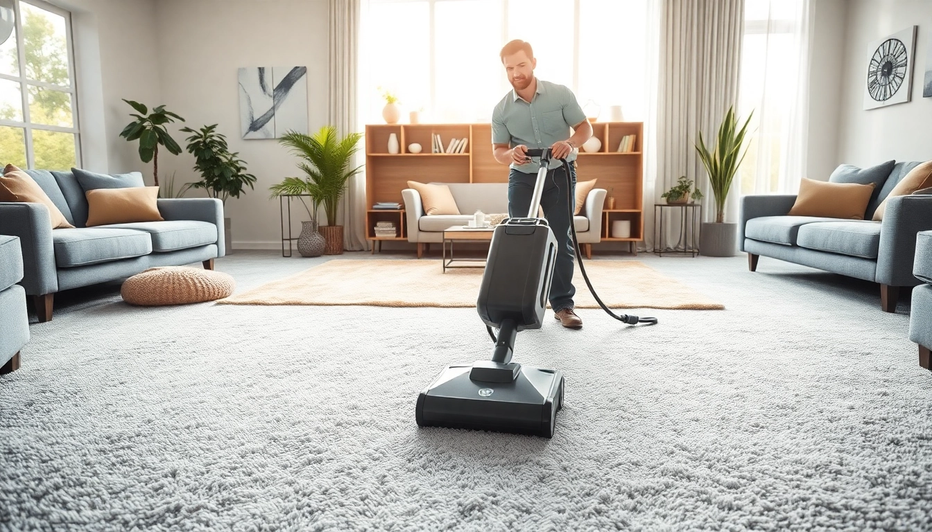 Find the best carpet cleaners near me transforming a carpet in a bright living room.