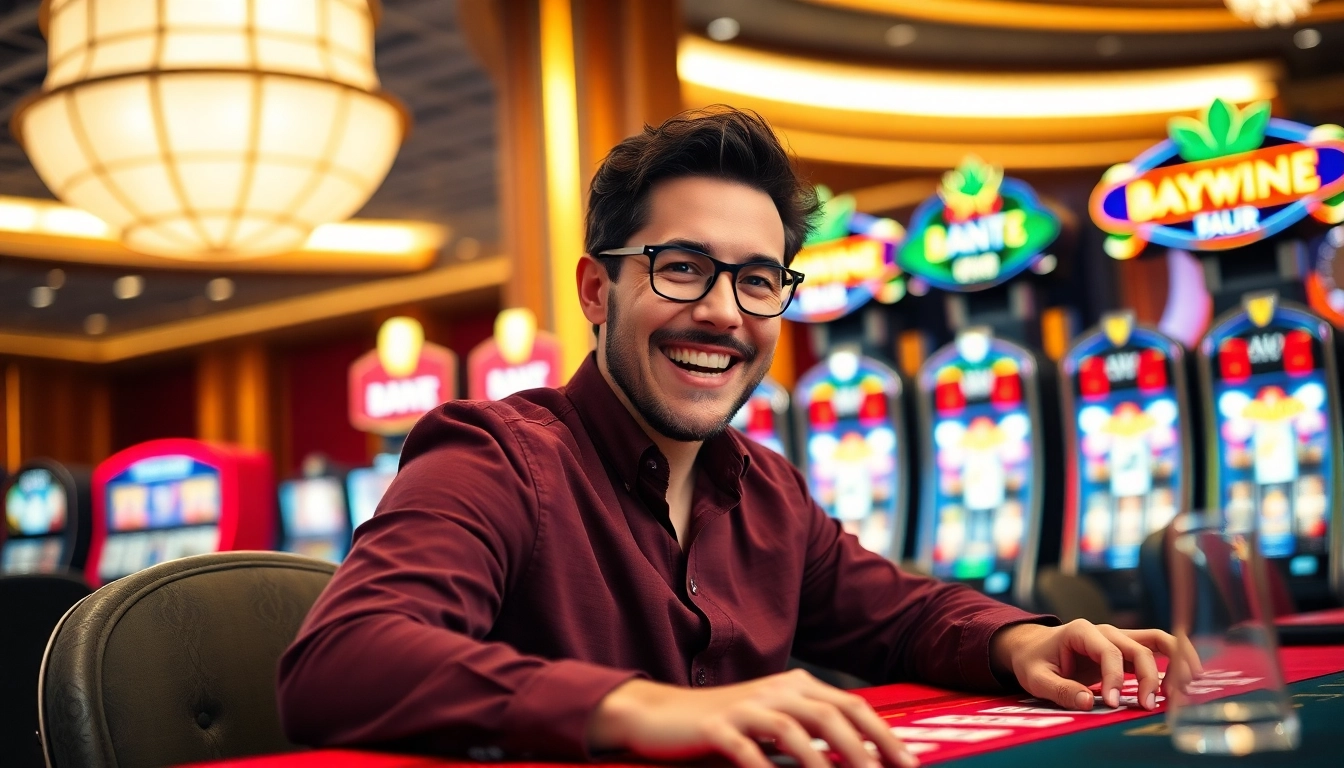 Permainan slot online menarik perhatian di kasino dengan mesin berwarna cerah.