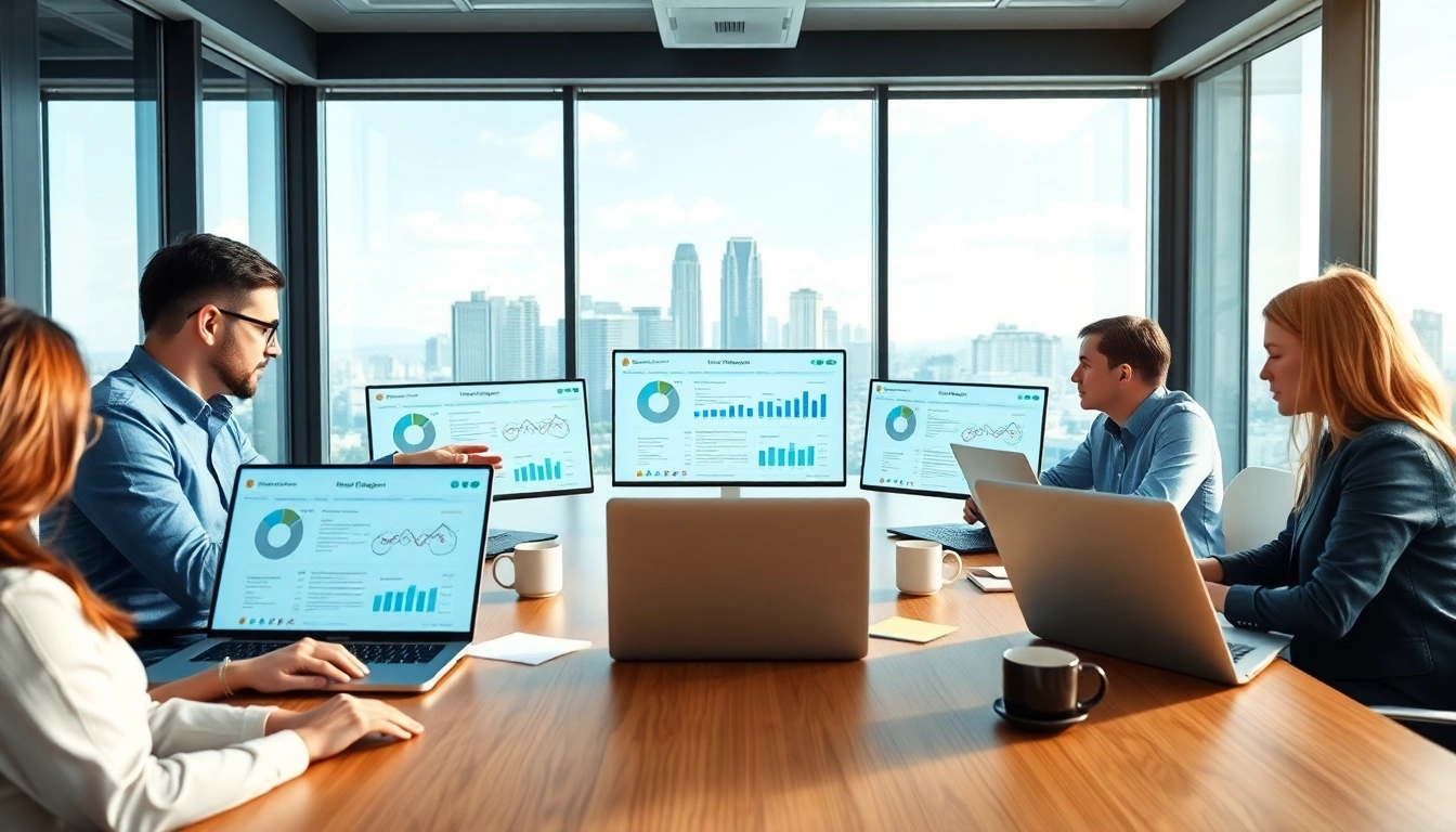 Showcasing a collaborative team discussing enterprise IT solutions in a modern setting.