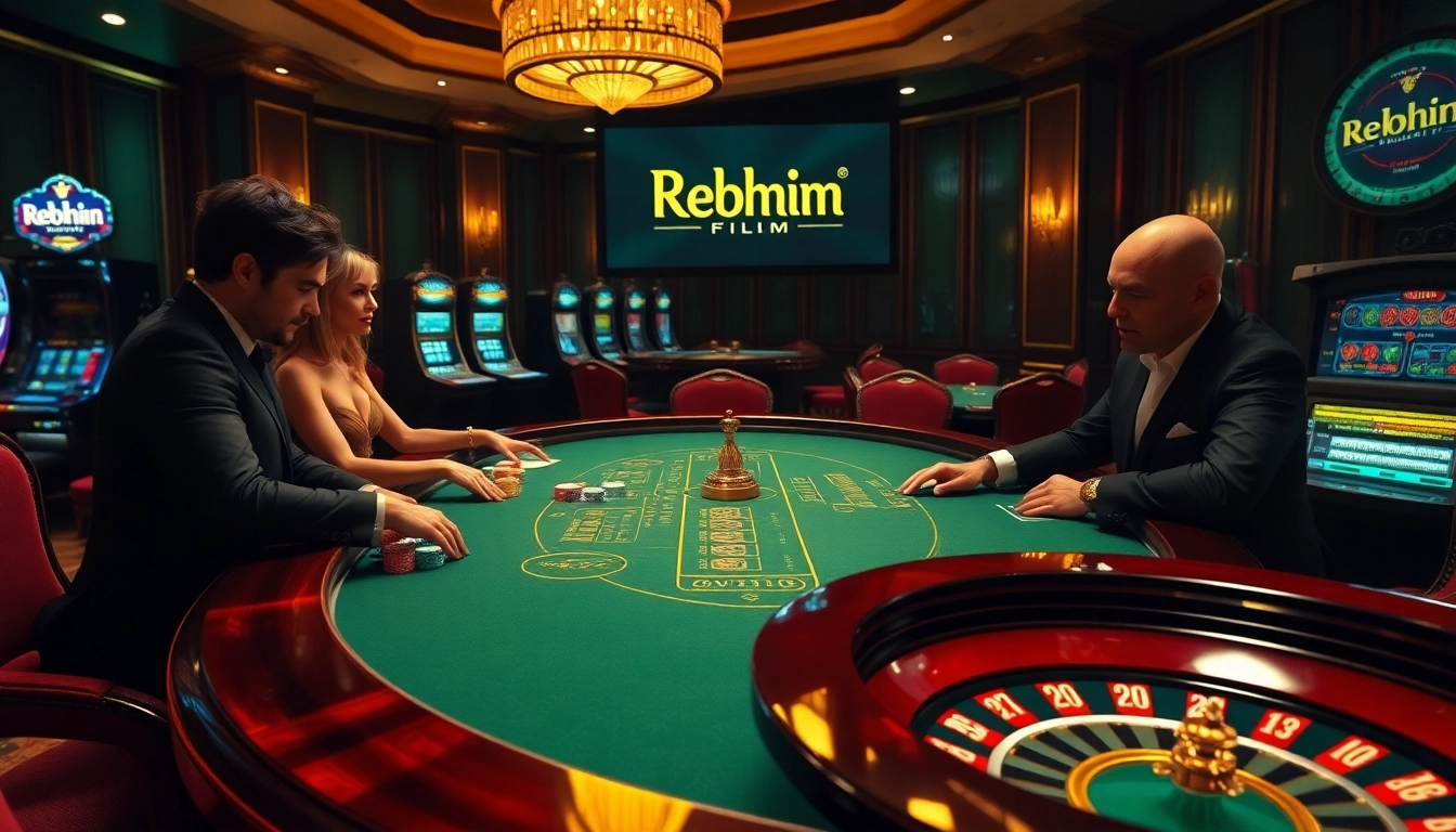 Engaging casino players experiencing thrills while watching Rebahin film streaming on their devices.
