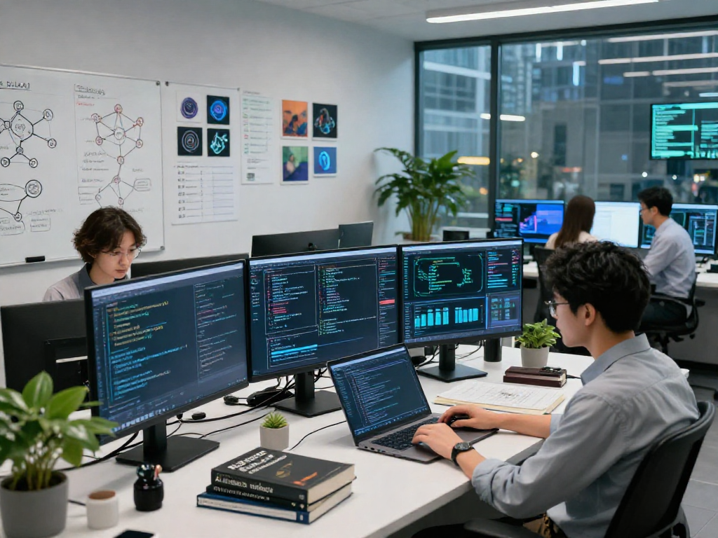 Dynamic AI research team collaborating on innovative projects showcasing crush on ai technology.