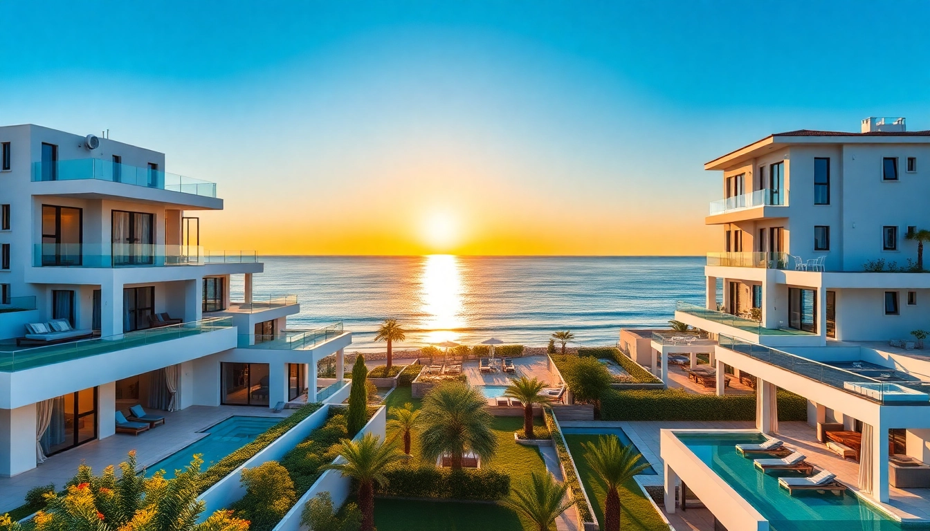 Showcase of Alanya properties Turkey with luxurious villas and ocean views in a serene setting.