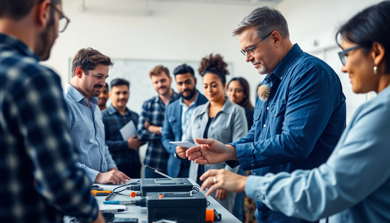 Engage in low voltage training with diverse participants in a hands-on learning workshop setting.
