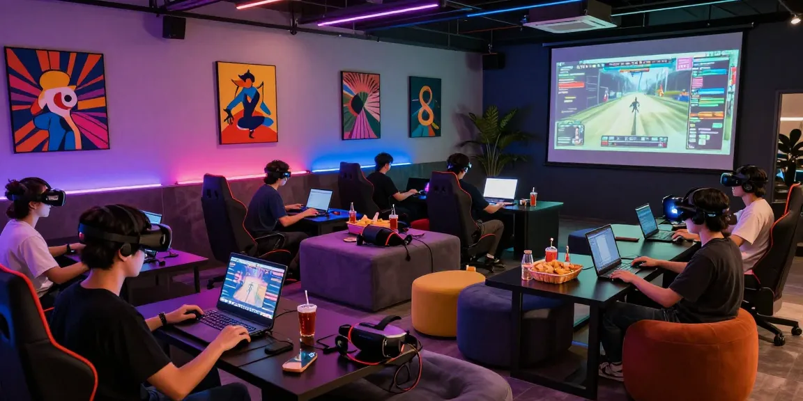 Engaged players enjoying xxx games in a vibrant gaming lounge.