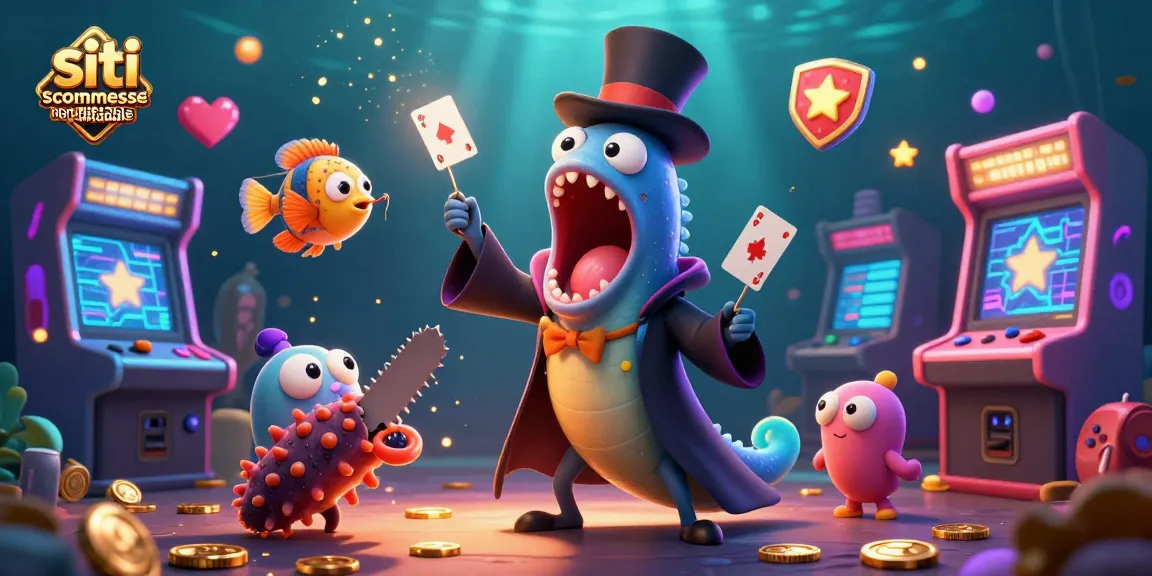 Siti scommesse non aams affidabile: un pesce abissale esegue trucchi di magia tra macchine da gioco scintillanti.