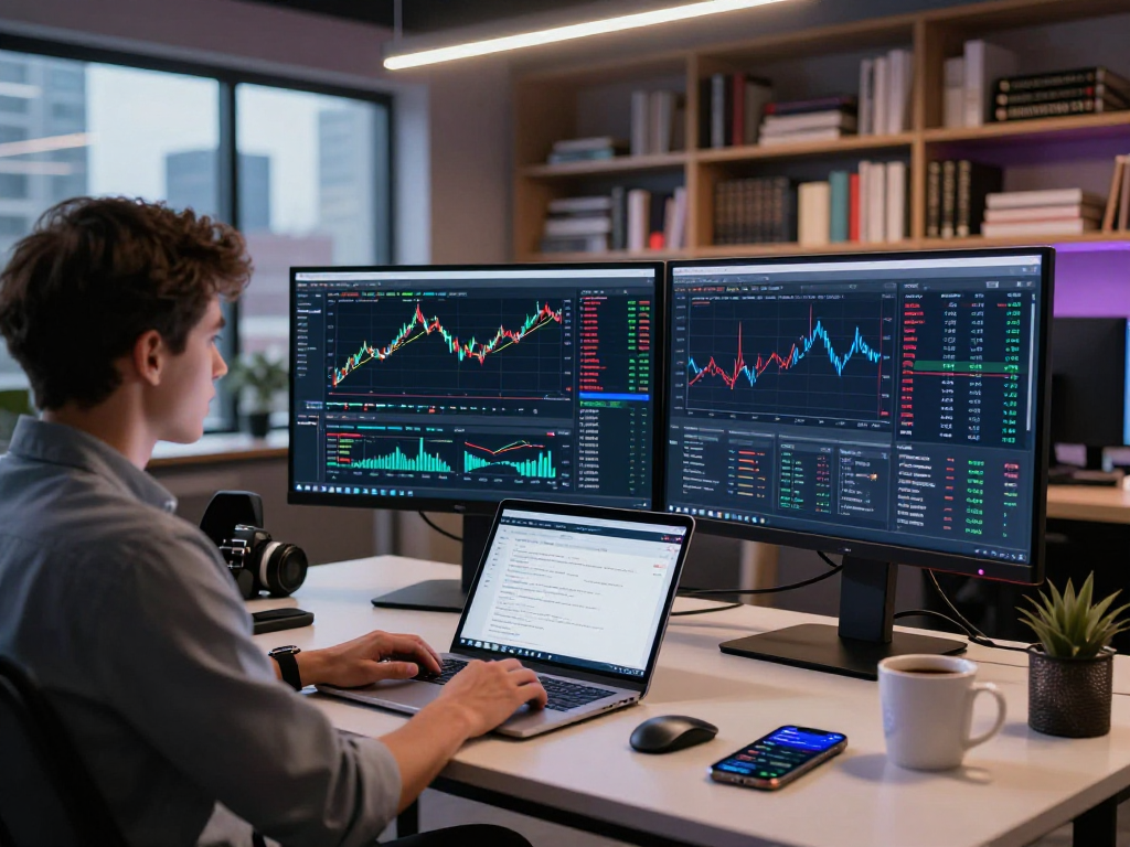 Developers using US stock real-time API in a modern trading workspace.