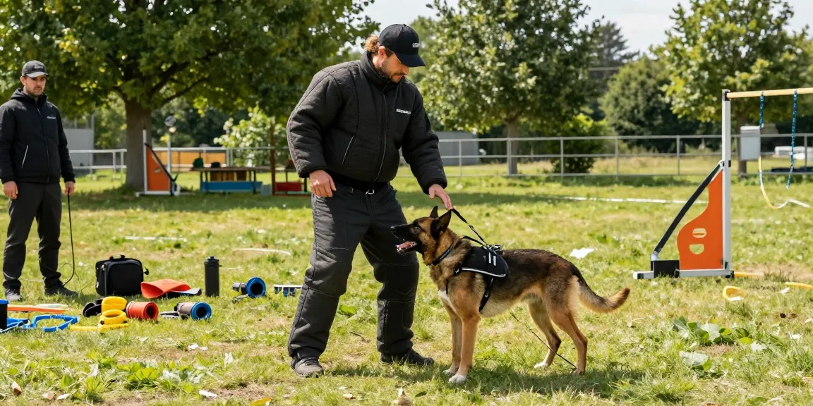 ROKOK88 K9 harness with a dog in training session, showcasing tactical gear.