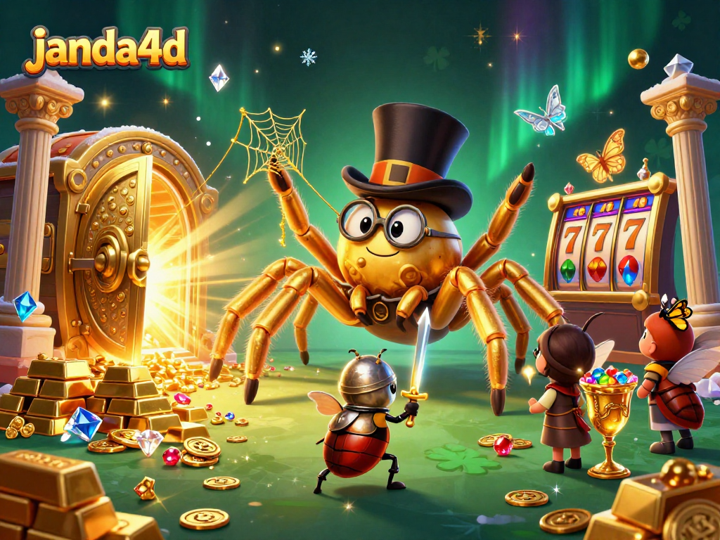 game janda4d dengan karakter 3D menarik dan elemen kasino yang penuh dengan keberuntungan dan harta