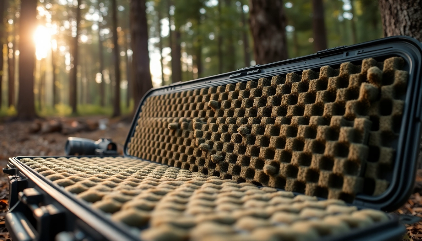 Foam for rifle case showcasing protective features in a natural outdoor setting.
