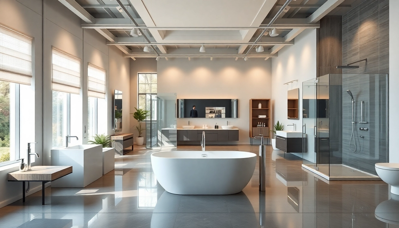 Sonni sanitär GmbH präsentiert elegante Badezimmerprodukte in einer modernen Ausstellung.