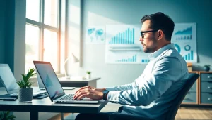 Analyze data on facebook smm panel effectiveness in a modern office setting.