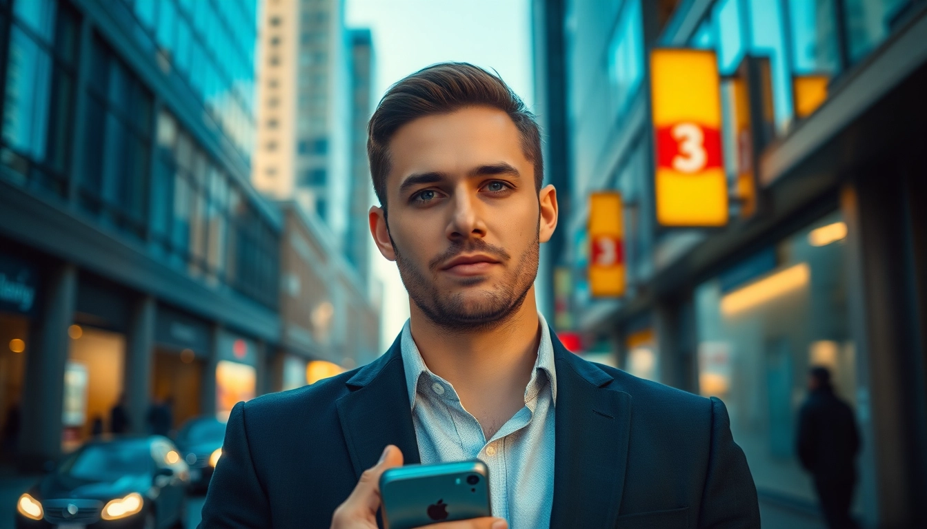 Chance Freeman confidently standing in an urban setting showcasing professionalism and charisma.