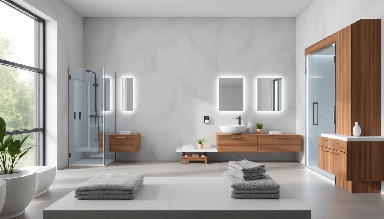 Améliorez votre salle de bain avec sirhona fr grâce à des miroirs LED et des cabines modernes.