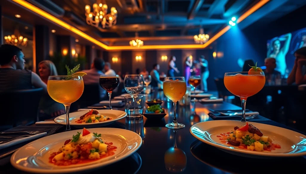 Dinner sxm at Club Noir, showcasing luxurious dining with signature drinks and elegant entertainment.