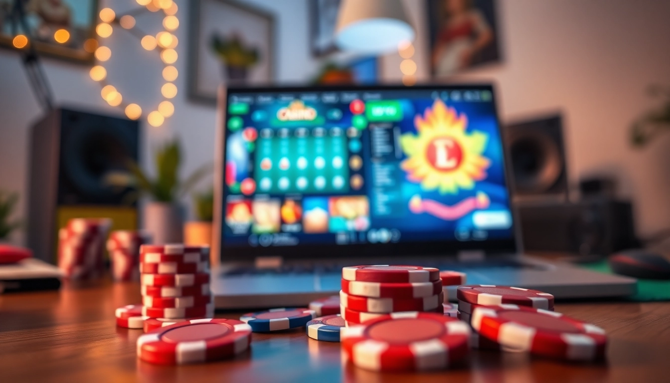 Engaging scene of Canada online casinos showcasing vibrant gaming elements.