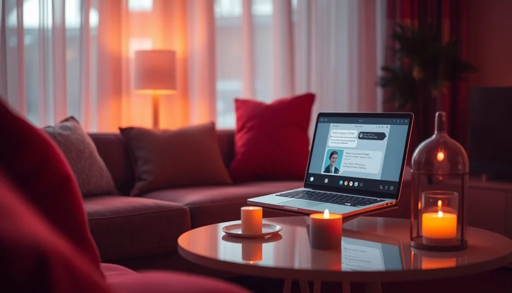 Engaging scene showcasing a cozy chat environment for sex chat AI interactions.