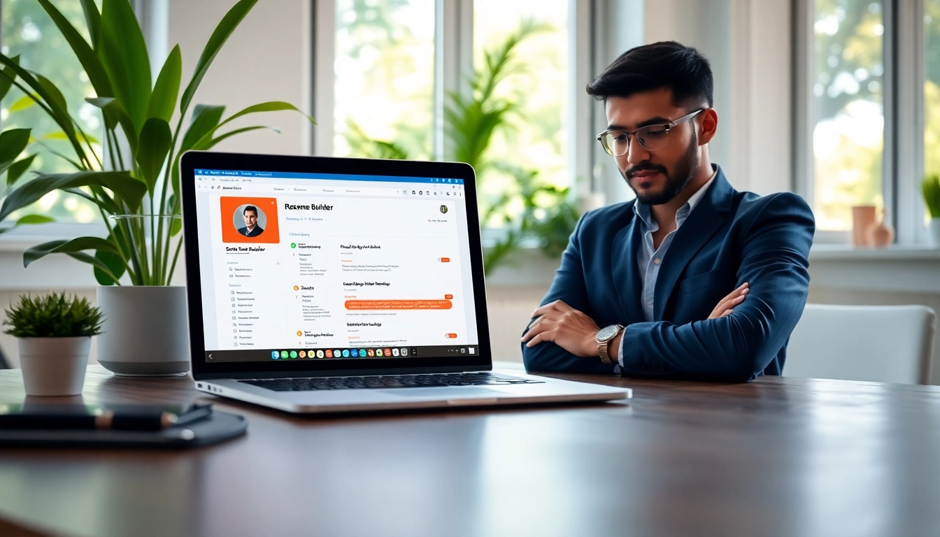 Build your perfect resume using our innovative Resume Builder in a bright, professional setting.