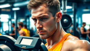 Motivated athlete confronting a weight loss plateau in a gym, captured during a workout
