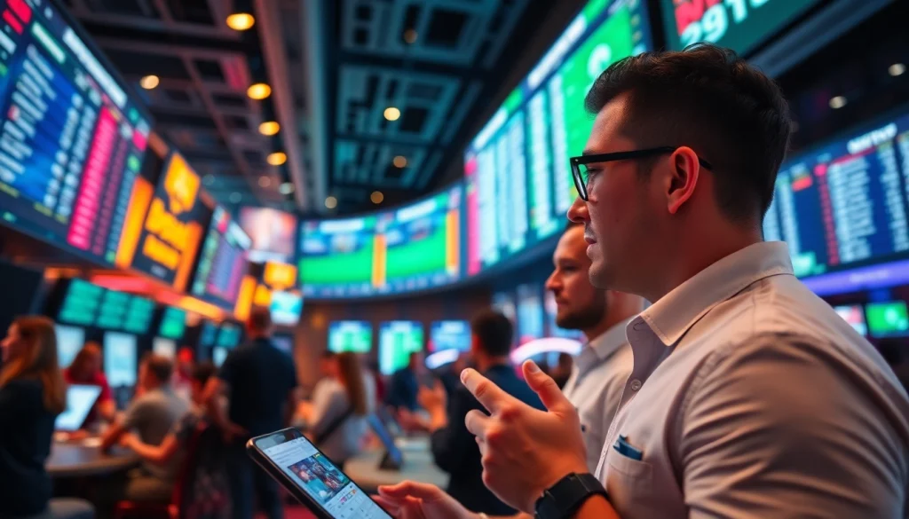 Engaging visual of online sports betting Georgia in a lively casino setting showcasing live action.