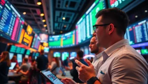 Engaging visual of online sports betting Georgia in a lively casino setting showcasing live action.