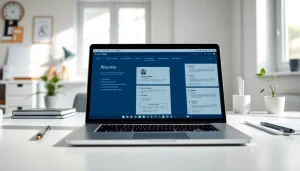 Design an engaging Resume Builder experience within a sleek modern workspace.