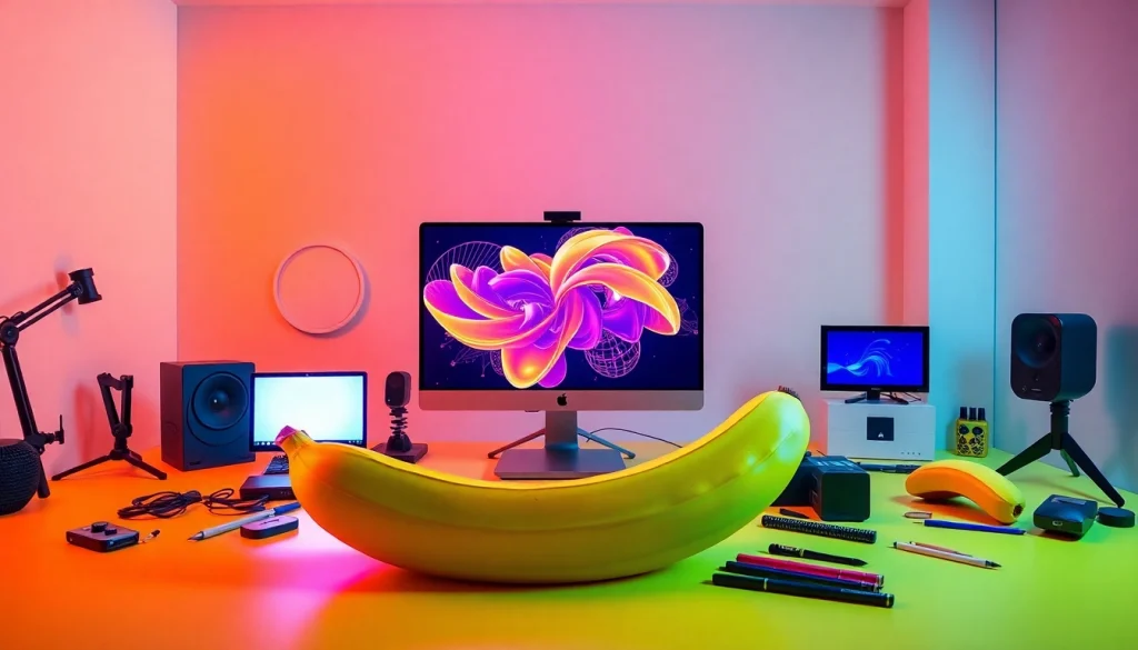 Nano Banana 2 showcasing cutting-edge AI image generation in a modern digital art studio.