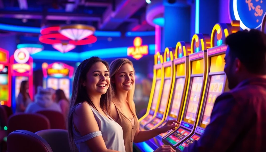 Kode4d slot gaming scene with vibrant atmosphere and players engaged.