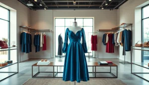 Stylish Rivelle dress showcased in a vibrant boutique setting with elegant accessories.