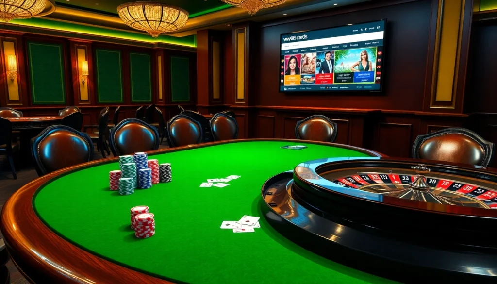 Experience luxury gaming at https://ww88.cards/ with vibrant poker chips and a polished roulette wheel.