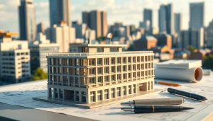 Architekturmodellbau Magdeburg zeigt detaillierte Architekturmodelle in urbaner Umgebung.