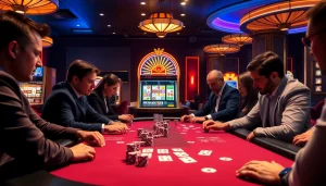 Exciting gambling scene featuring onicplay poker table with vibrant colors and chips.