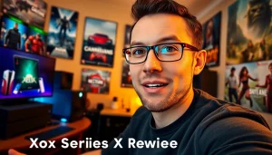 Reviewing exciting Xbox Series X game reviews in a vibrant gaming environment.
