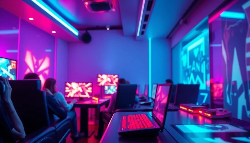 Experience the excitement of HTML porn games in a vibrant gaming lounge setting, highlighting interactive gameplay.