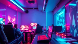 Experience the excitement of HTML porn games in a vibrant gaming lounge setting, highlighting interactive gameplay.