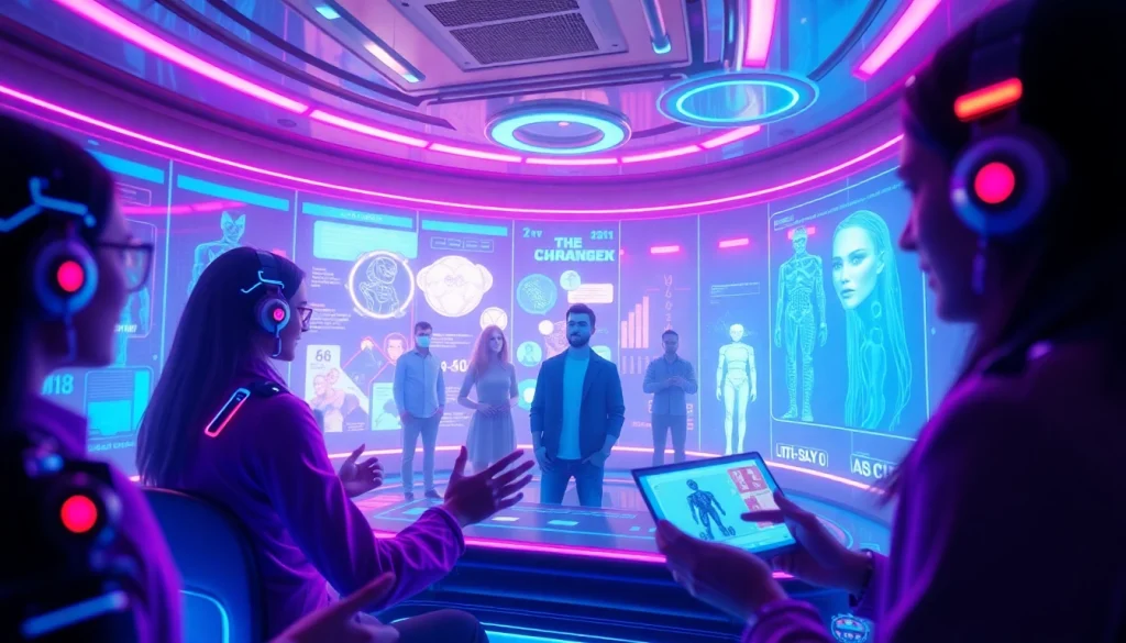 Engaging scene of nsfw character AI interactions in a futuristic digital space, highlighting user-centered design.