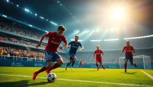 Live action from a UEFA Champions League match, showcasing thrilling.players and fans.